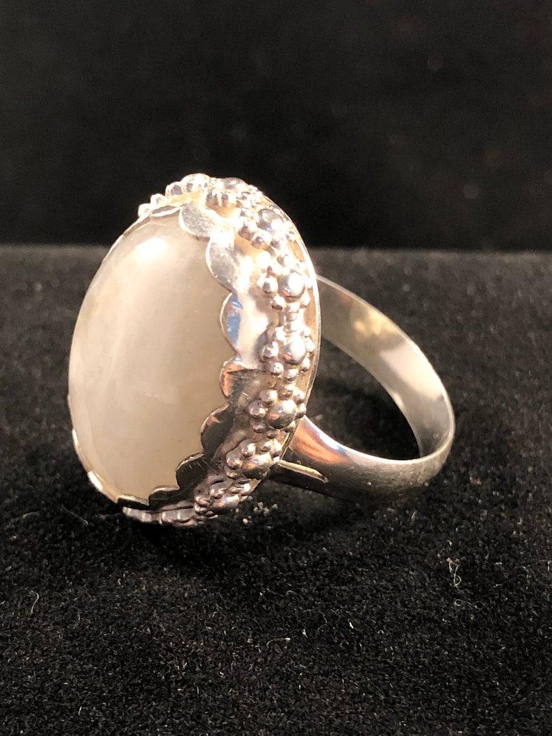 10.5 RIng Sterling Silver and Oval Moonstone Size