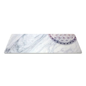 Towel - Naturel Rubber Yoga Mat combo. Great for sweaty practice (Yoga, Pilates, Fitness) or meditation. Marble Mandala printed. Long.