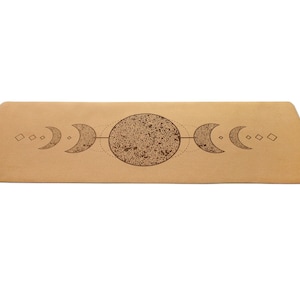 NATURAL CORK yoga mat 100% Natural Rubber bottom, Cork top Moon Laser Printed Pilates Mat Meditation image 1