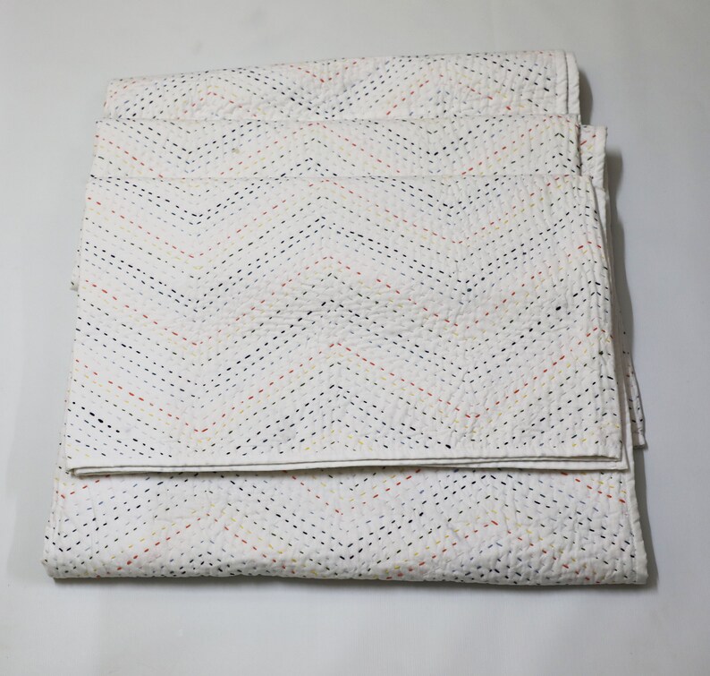 Lightweight Summer White quilt kantha Cotton quilted bedcover Etsy