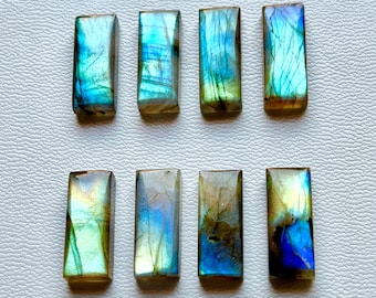 Natural Labradorite Gemstone Rectangle 5x10MM TO 15x30MM ! Blue Flashy Labradorite Cabochon ! AAA Labradorite Wholesale Lot !!!