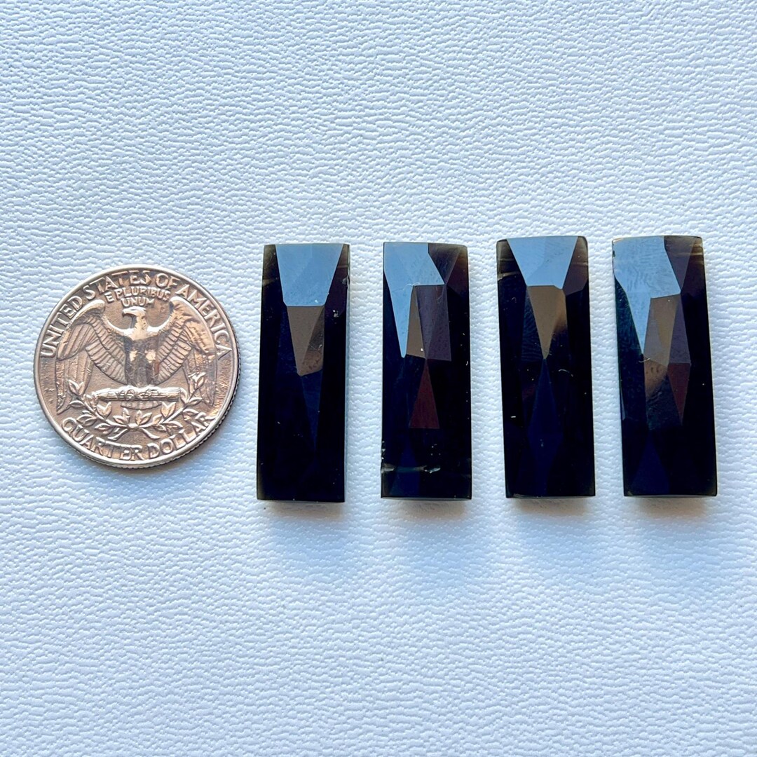 Rectangular Obsidian Ring Super Black Obsidian Rectangle Shape Size 10x30 MM ! AAA Quality Both ...