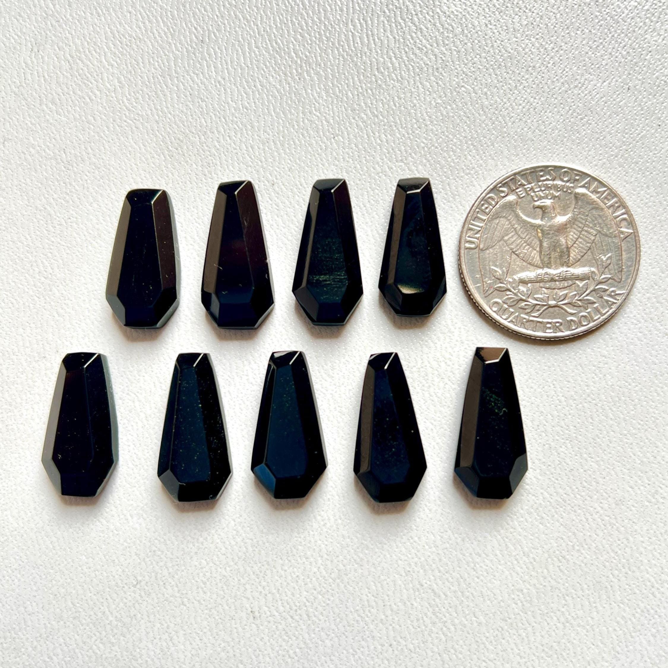 Mind Blowing Natural Black Obsidian Coffin Shape 8x16 MM ! Black 
