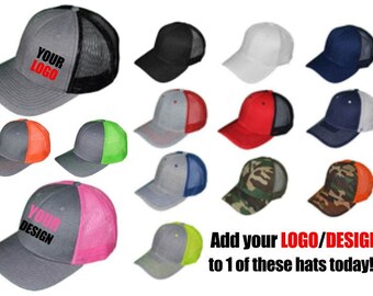 Blank or customized mesh trucker hats structured snapback. Bulk discounts available!