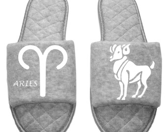 Aries Zodiac sign Astrology Horoscope Women's open toe Slippers House Shoes slides mom sister daughter custom gift