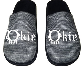 Oklahoma Okie Mens Slippers / House Shoes slides gift