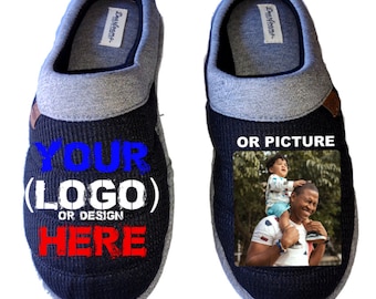 Personalized DF by DEARFOAMS Men's Slippers House Shoes slides dad husband father son Customized gift