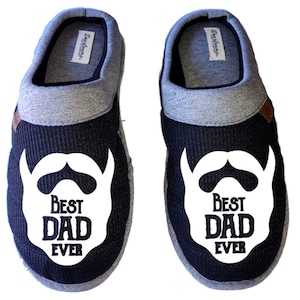 Best dad ever beard DF by DEARFOAMS Men&#39;s Slippers / House Shoes slides dad father&#39;s day gift