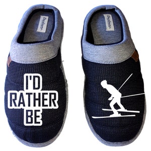 I&#39;d rather be skiing DF by DEARFOAMS Men&#39;s Slippers / House Shoes slides dad gift