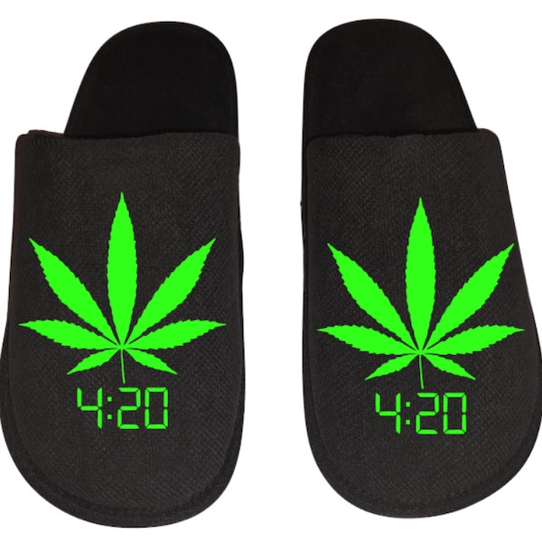 Medical Marijuana, weed, 4:20, mary Jane Men's Slippers / House Shoes slides dad husband gift