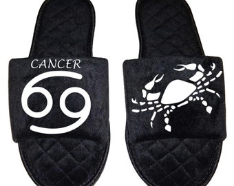 Cancer Zodiac sign Astrology Horoscope Women's open toe Slippers House Shoes slides mom sister daughter custom gift