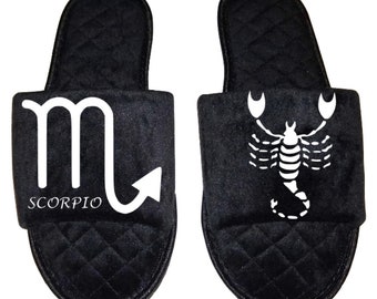 Scorpio Zodiac sign Astrology Horoscope Women's open toe Slippers House Shoes slides mom sister daughter custom gift