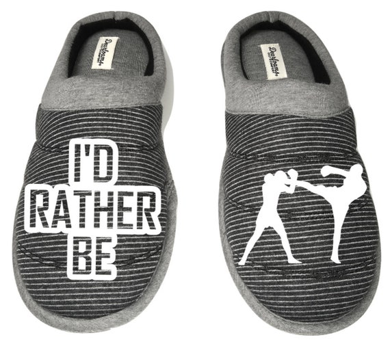 Kickboxing I'd Rather Be Kickboxing Sparring Fighting DF by Dearfoams Men's Slippers / House Shoes Slides Dad Gift