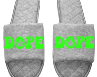 Dope Marijuana mmj medicinal weed mary Jane Women's open toe Slippers House Shoes slides mom sister daughter custom gift