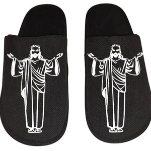 Jesus Christ standing Christianity Church Cross Religious Men&#39;s Slippers / House Shoes slides gift