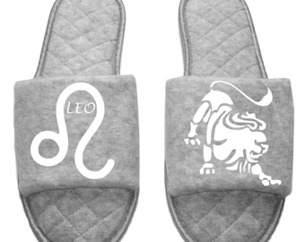 Leo Zodiac sign Astrology Horoscope Women's open toe Slippers House Shoes slides mom sister daughter custom gift