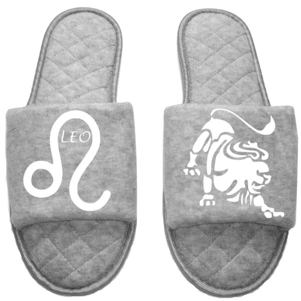 Leo Zodiac sign Astrology Horoscope Women's open toe Slippers House Shoes slides mom sister daughter custom gift