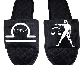 Libra Zodiac sign Astrology Horoscope Women's open toe Slippers House Shoes slides mom sister daughter custom gift