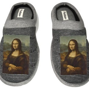 Mona Lisa art fashion DF by DEARFOAMS Men&#39;s Slippers / House Shoes slides dad gift