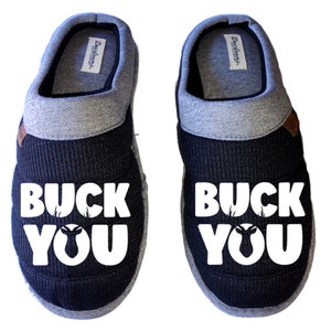Buck you deer funny Men&#39;s DF by DEARFOAMS hunting Slippers House Shoes slides father dad husband gift