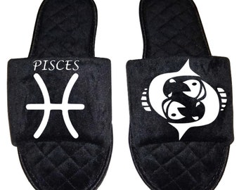 Pisces Zodiac sign Astrology Horoscope Women's open toe Slippers House Shoes slides mom sister daughter custom gift