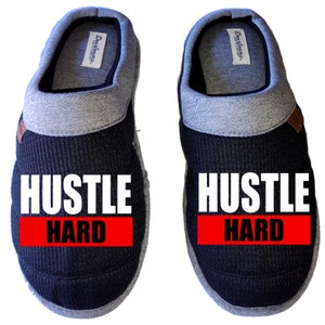 Hustle Hard DF by DEARFOAMS Men&#39;s Slippers / House Shoes slides dad gift