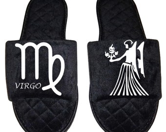 Virgo Zodiac sign Astrology Horoscope Women's open toe Slippers House Shoes slides mom sister daughter custom gift