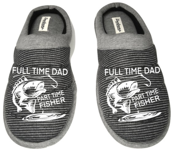Full Time Dad Part Time Fisher DF by Dearfoams Men's Slippers / House Shoes Slides Dad Father's Day Gift