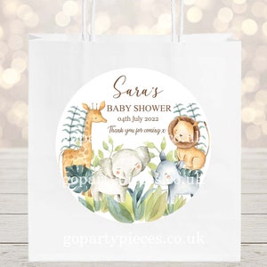 Personalized Baby Shower Gift Bag, Bridal Shower Party Bag, Watercolor Jungle Wild Safari Themed Favor Gift Bags - ZS40