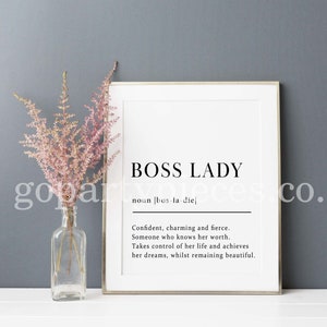 Boss Lady Definition Print, Office Wall Decor, Boss Lady Print, Girl Boss Definition Wall Print, Unfamed Girl Power Feminist Print, N19