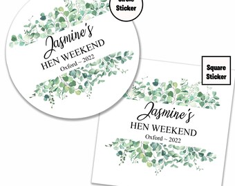 Personalised Glossy Hen Do Hen Party Wedding Celebration Stickers Label Bag B008
