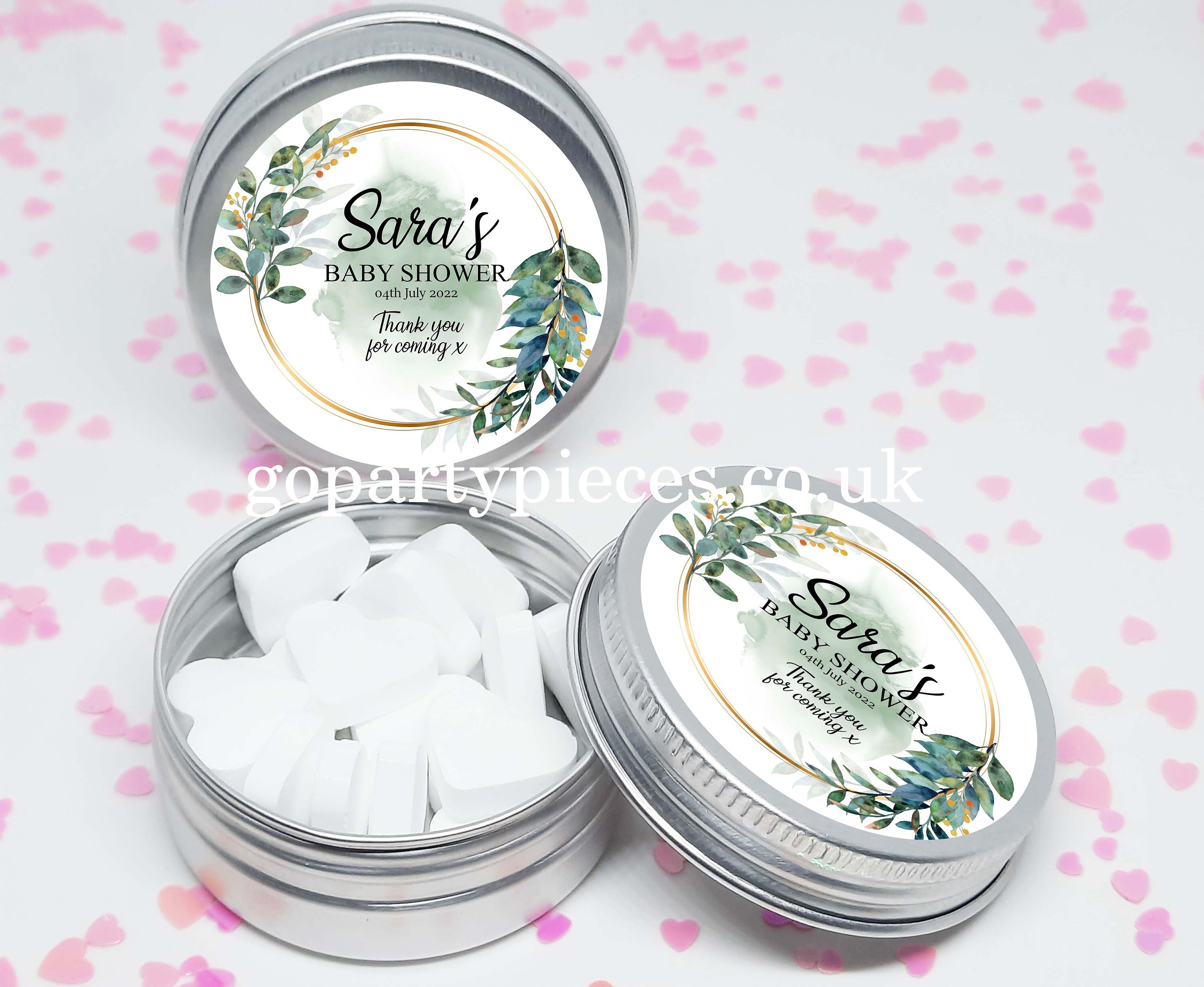 Personalized Baby Shower Favors Tins Keepsakes Gifts, Watercolor ...