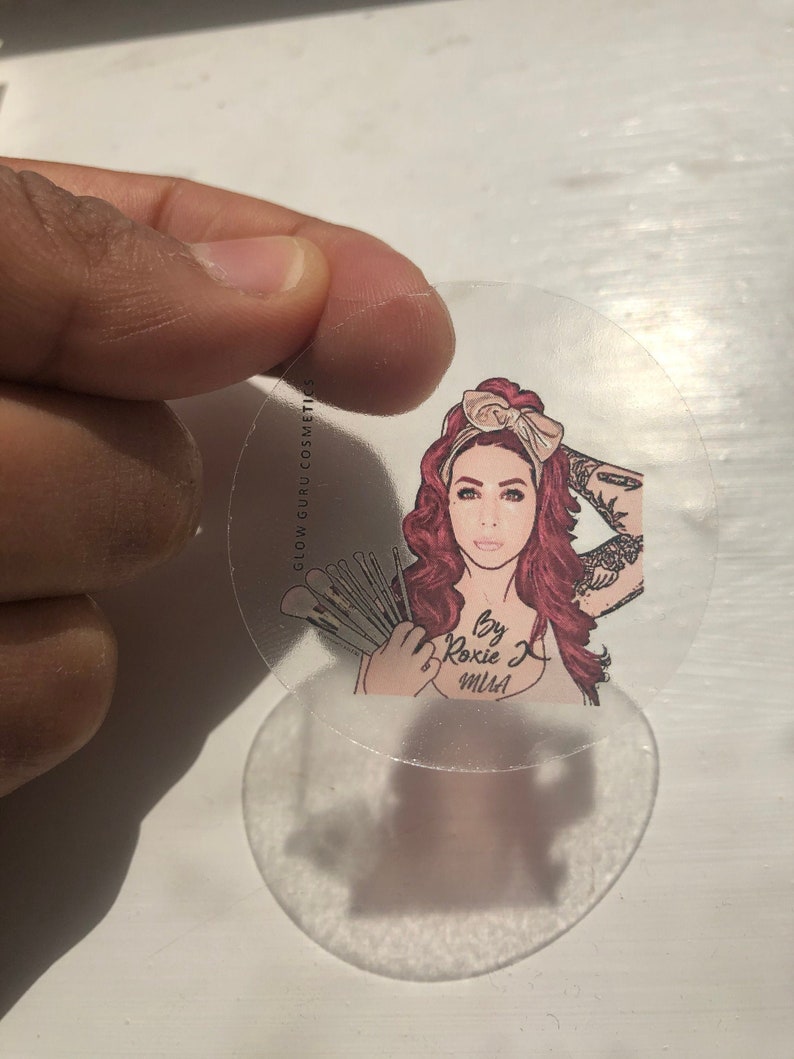 Personalised 37mm Circle Transparent Stickers BusinessCompany Name Labels Custom Logo