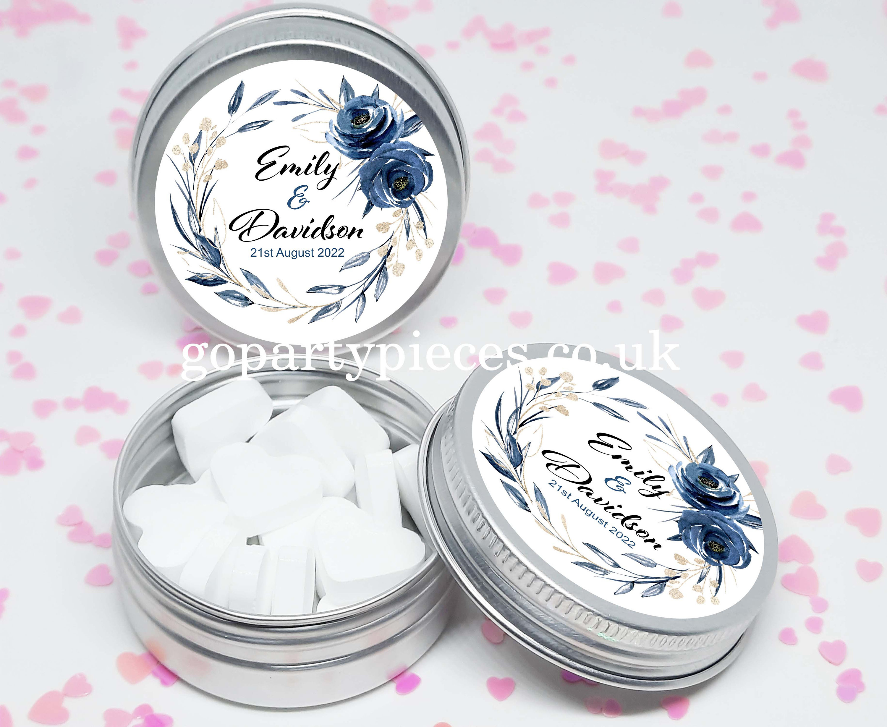 Personalized Wedding Favors Silver Tins Gift Bag Fillers, Watercolor ...