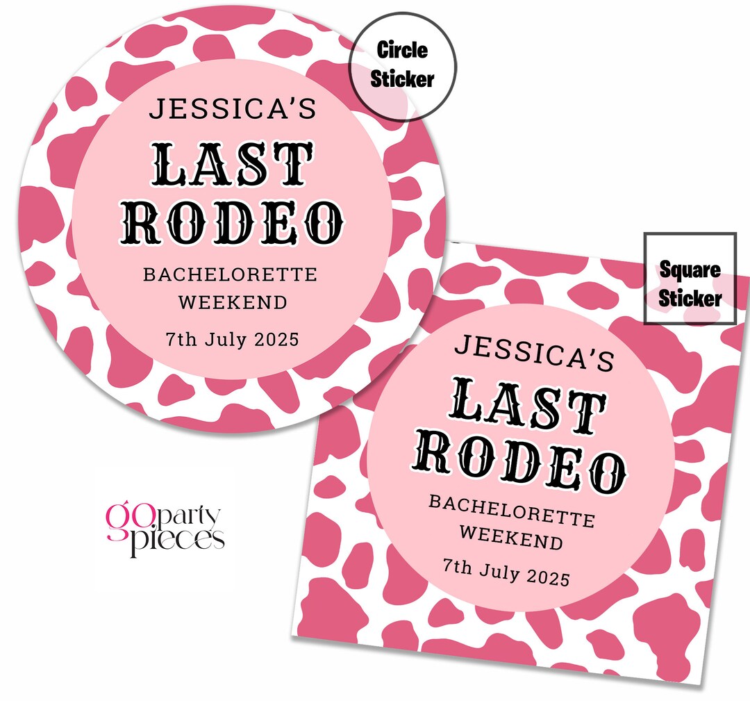 Personalised Last Rodeo Cowgirl Bachelorette Weekend Party Stickers ...