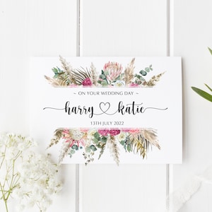 Personalised Wedding Card | Newly Married Couple Greeting Card | Congratulations Wedding Card | Wedding Gift Card | Boho Watercolour F002