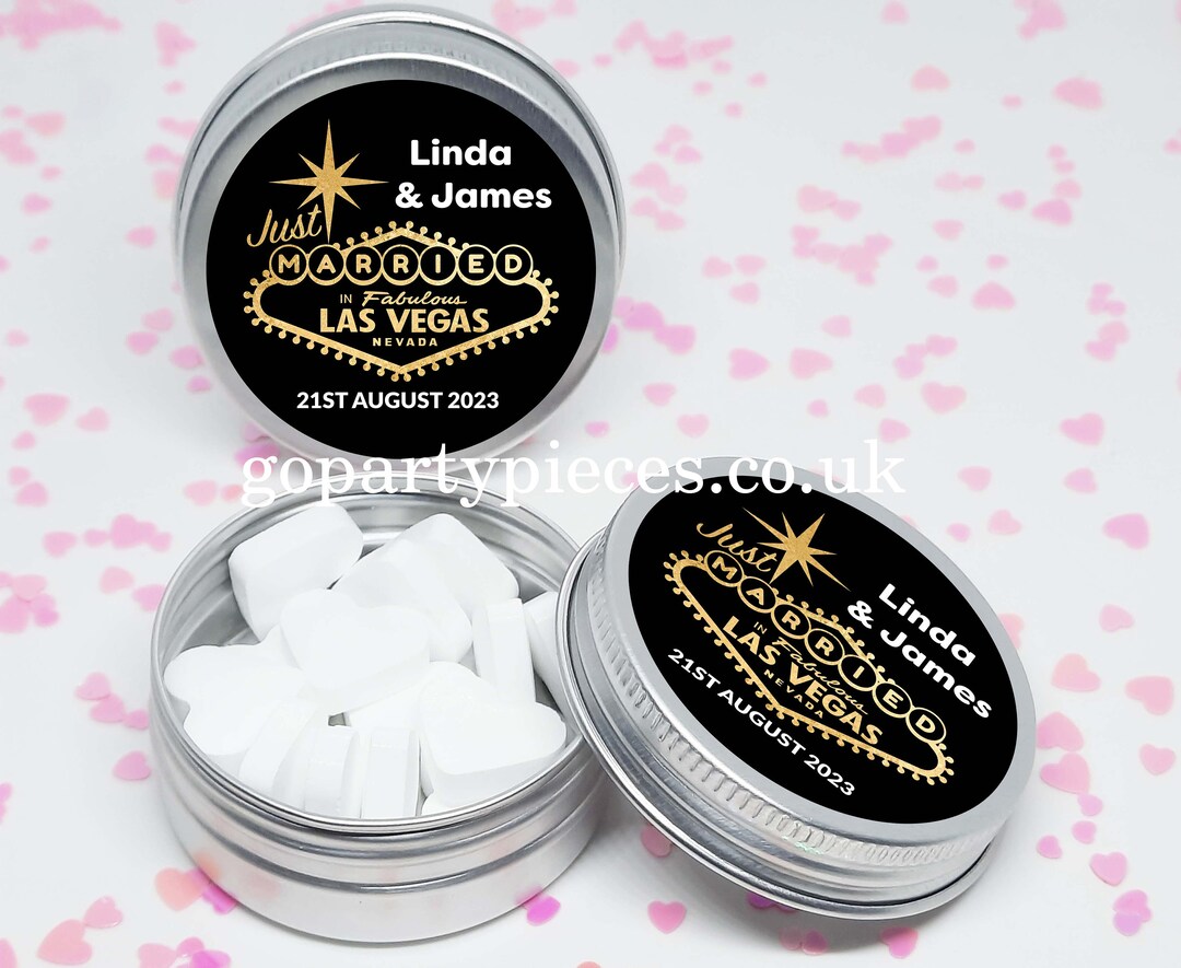 Personalized Just Married in Las Vegas Wedding Favors Silver Tins Gift ...