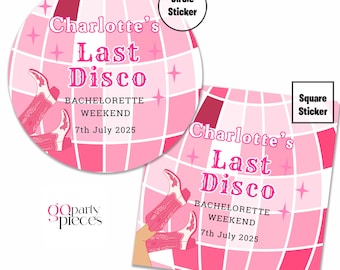 Personalised Last Rodeo Hen Party Stickers, Pink Cowgirls Hen Do Bags Gifts Labels
