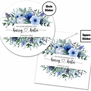 Personalized Wedding Wildflower Frame Stickers | Wedding Favor | Customizable Envelope Seal | Save The Date Circle Birthday Labels - A033