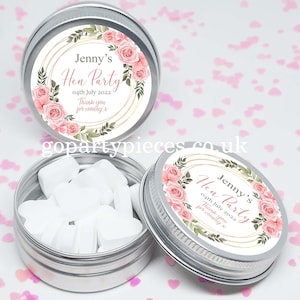 Personalized Hen Party Favors Tins Keepsakes Gifts Boho Blush Roses, CH21
