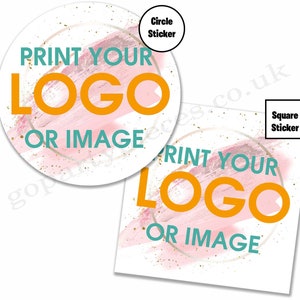 Personalizzato | Adesivi aziendali con logo rotondo e quadrato | Set di adesivi con logo aziendale Etichette personalizzate per aziende