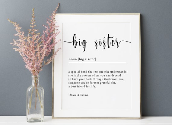 Big Sister Definition Print, Personalised Gifts, Sister Gift