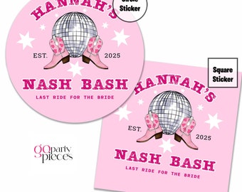 Personalised Last Rodeo Hen Party Stickers, Pink Cowgirls Hen Do Bags Gifts Labels