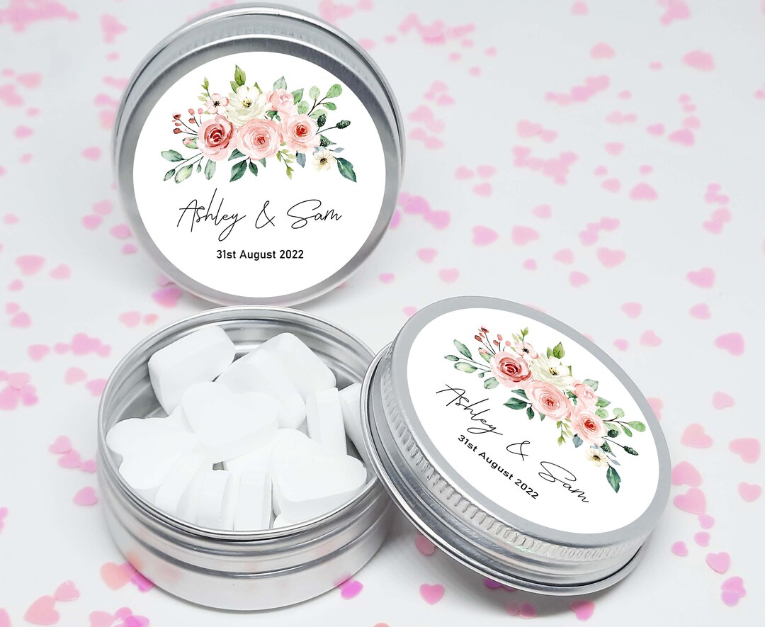 Personalized Wedding Favor Tins, Keepsakes, Gifts, Filled With Heart