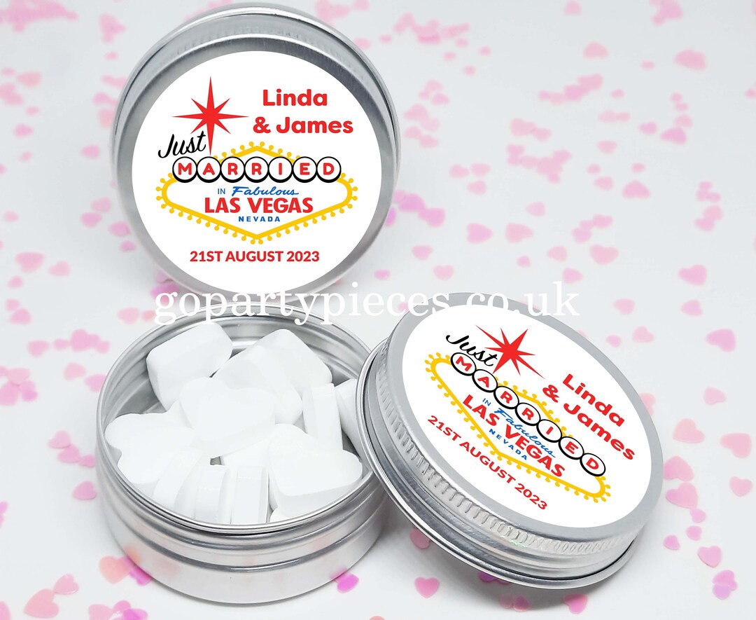 Personalized Just Married in Las Vegas Wedding Favors Silver Tins Gift ...