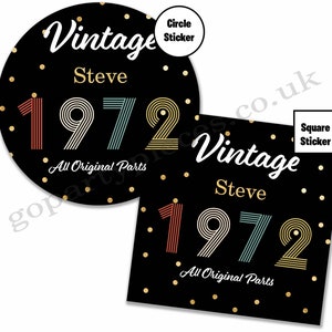 Adesivi personalizzati per feste di compleanno 40°/50°/60°, Sigilli per borse per feste di compleanno di Milestone per adulti, Adesivi compleanno retrò vintage, E057