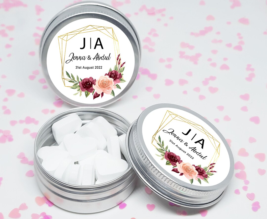 Personalized Wedding Favors Silver Tins Gift Bag Fillers, Nikkah Favor ...