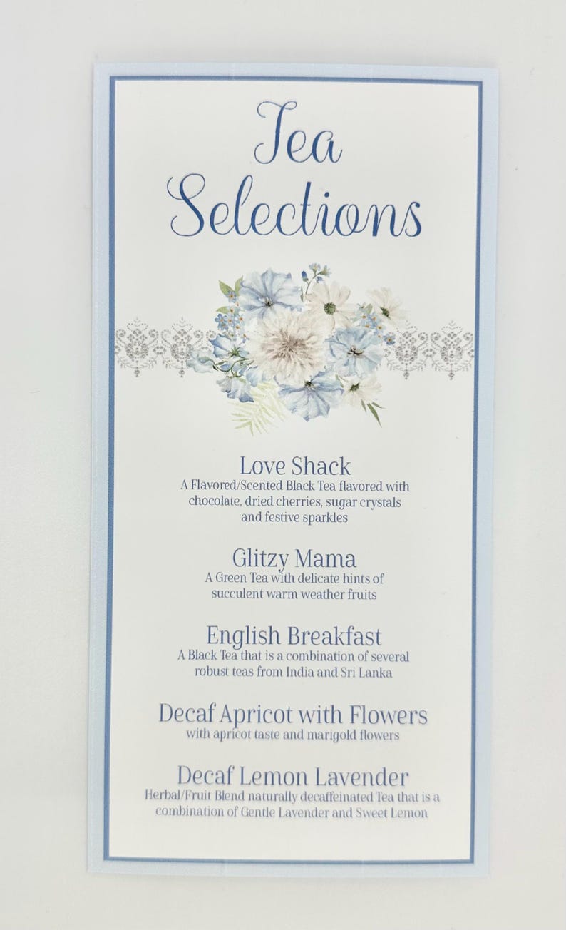 Sky Blue Bouquet Tea Selections Card - Etsy