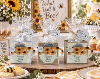 What Will It Bee Baby Shower Favors for Guests, Sunflower Tea Favors, Personalized Guest Small Gift Box Bags Set of 3, cookie packaging
