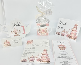Bridal Shower Tea Party Pack Kit Invitation Rococo European Ensemble Wedding Special Event